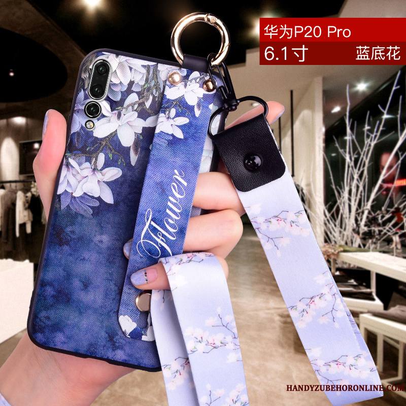 Huawei P20 Pro Protection Coque De Téléphone Ornements Suspendus Étui Très Mince Fluide Doux Floral