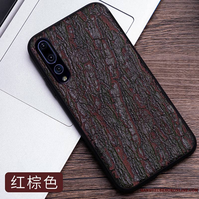 Huawei P20 Pro Tout Compris Coque De Téléphone Marque De Tendance Étui Personnalisé Arbres Cuir Véritable