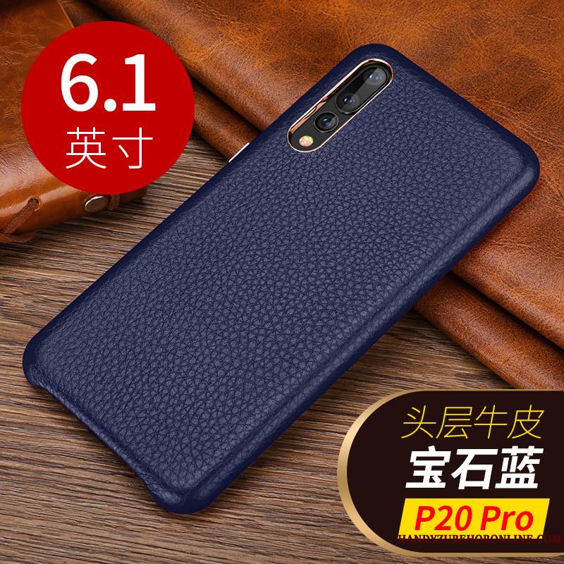 Huawei P20 Pro Étui Cuir Véritable Coque De Téléphone Marron Peau De Mouton Petit Bovins