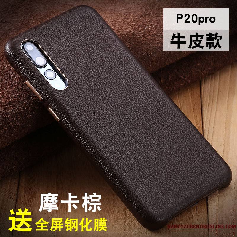 Huawei P20 Pro Étui Cuir Véritable Protection Coque De Téléphone Incassable Tout Compris