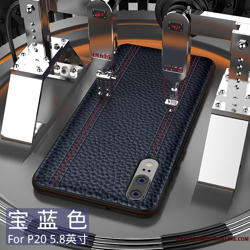 Huawei P20 Protection Coque Tout Compris De Téléphone Incassable Accessoires Cuir Véritable