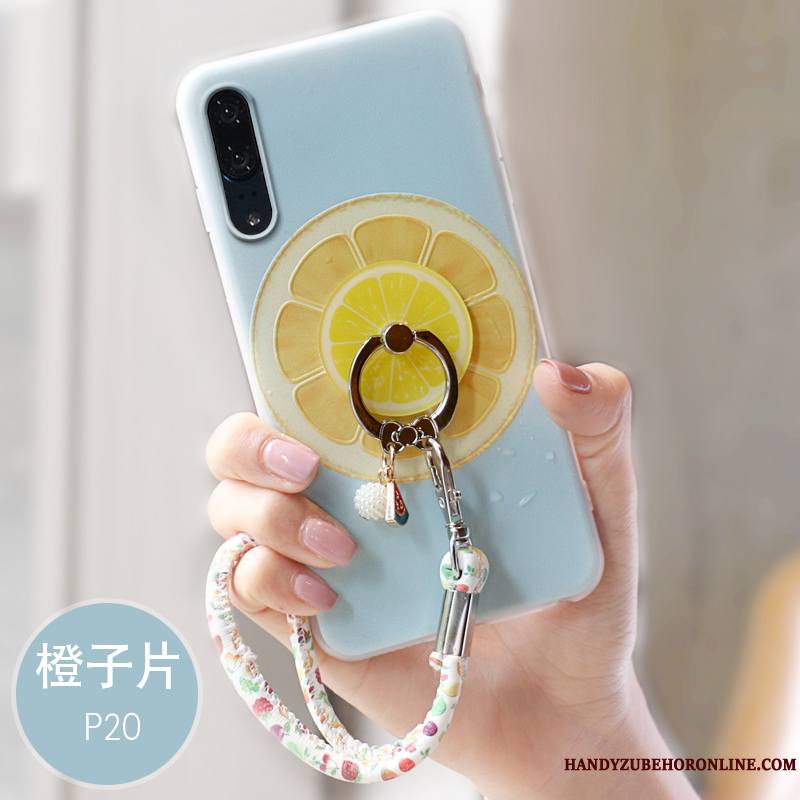 Huawei P20 Protection Gaufrage Coque De Téléphone Frais Tout Compris Jaune Étui