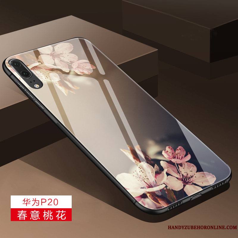 Huawei P20 Tout Compris Miroir Verre Couvercle Arrière Coque De Téléphone Silicone Blanc