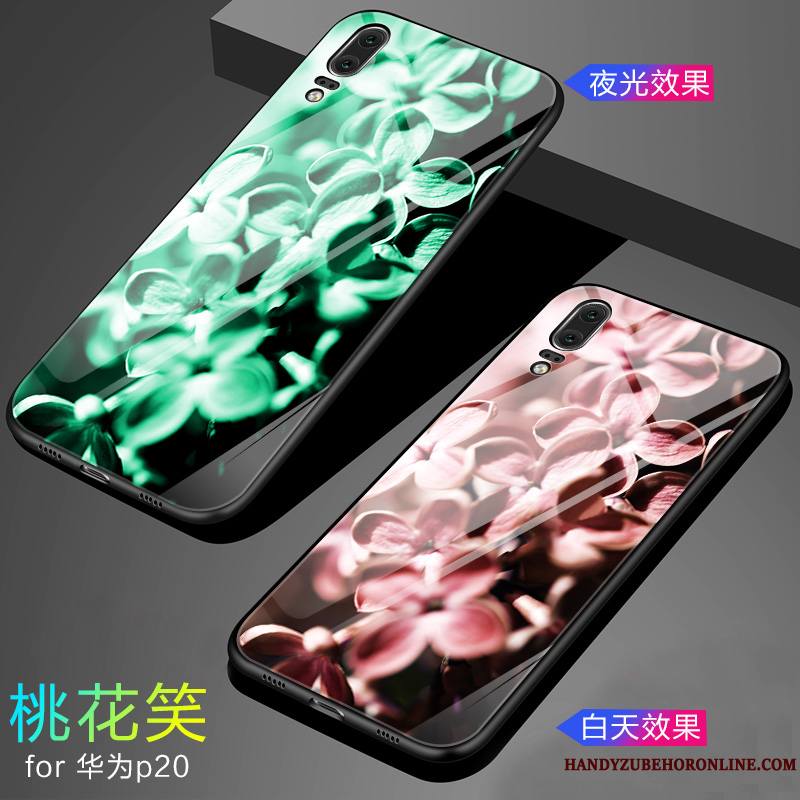 Huawei P20 Tout Compris Miroir Verre Couvercle Arrière Coque De Téléphone Silicone Blanc