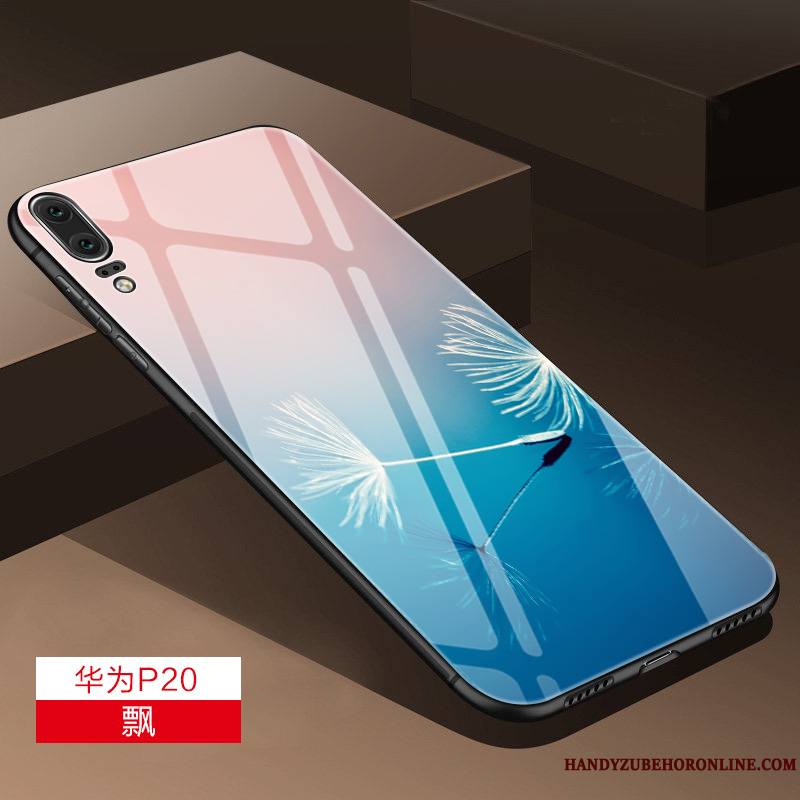 Huawei P20 Tout Compris Miroir Verre Couvercle Arrière Coque De Téléphone Silicone Blanc