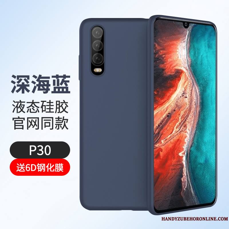 Huawei P30 Bleu Marin Marque De Tendance Silicone Tout Compris Très Mince Coque De Téléphone Nouveau