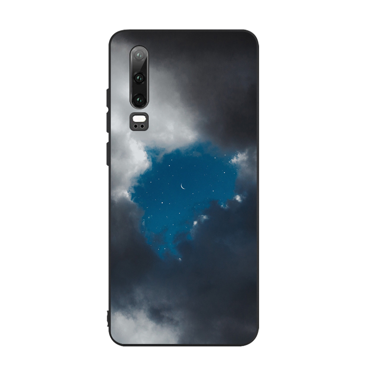 Huawei P30 Coque Ciel Étoilé Bleu Silicone Incassable Tout Compris Fluide Doux Noir