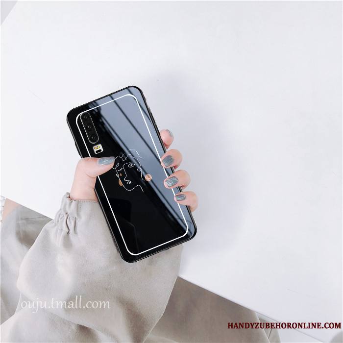 Huawei P30 Coque De Téléphone Marque De Tendance Tout Compris Rouge Net Rouge Incassable Verre