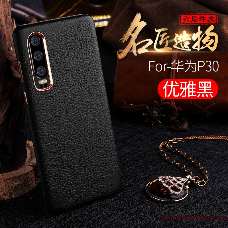 Huawei P30 Coque De Téléphone Très Mince Business Cuir Luxe Nouveau Qualité