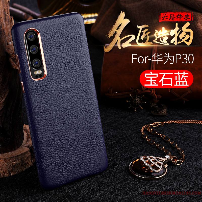 Huawei P30 Coque De Téléphone Très Mince Business Cuir Luxe Nouveau Qualité