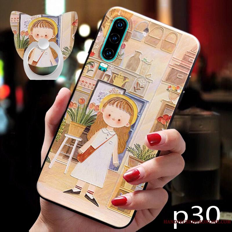 Huawei P30 Coque Incassable Tendance Silicone Boucle Charmant Dessin Animé Support