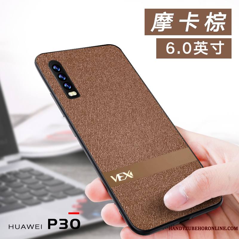 Huawei P30 Coque Net Rouge Simple Nouveau Personnalité Étui Protection Fluide Doux