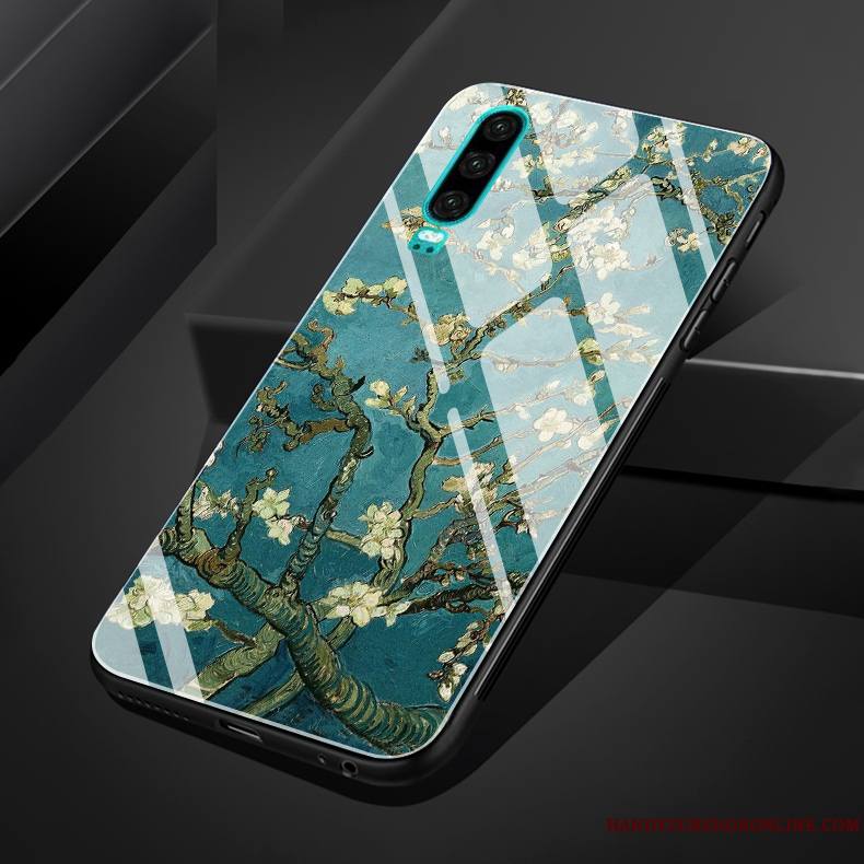 Huawei P30 Coque Petit Tournesol Vintage Vent Étui Peinture À L'huile Ciel Étoilé