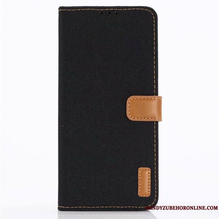 Huawei P30 Coque Portefeuille Étui En Cuir Denim Téléphone Portable Protection Modèle Fleurie Bleu