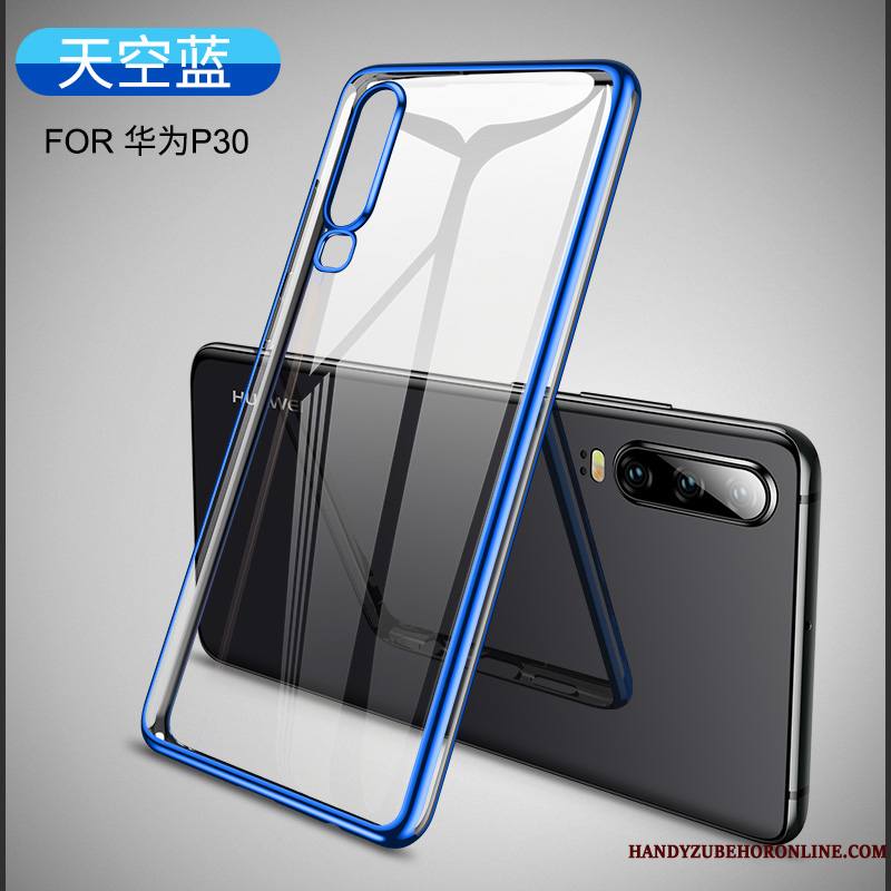 Huawei P30 Coque Tout Compris Bleu Fluide Doux De Téléphone Incassable Très Mince