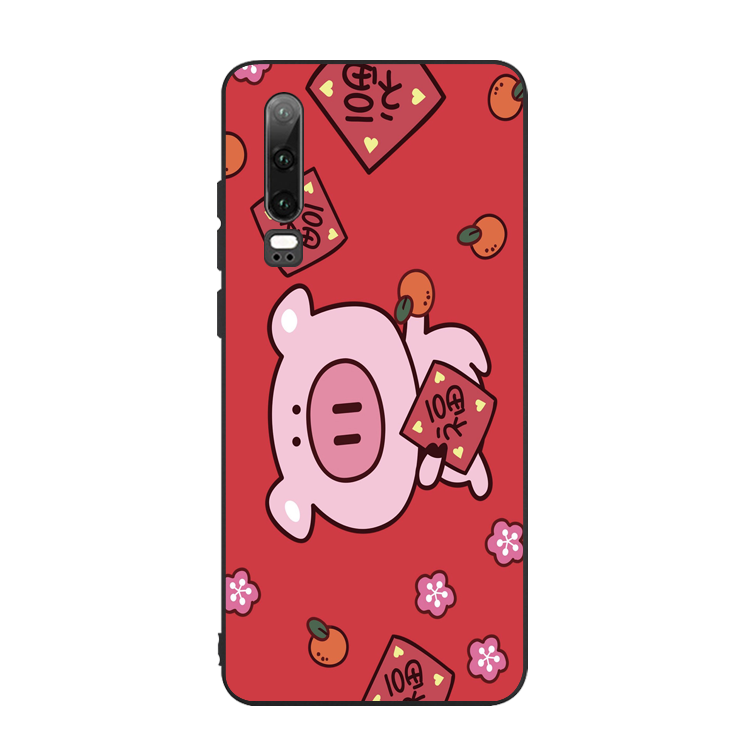 Huawei P30 Coque Tout Compris Dessin Animé De Fête Protection Silicone Rouge Étui