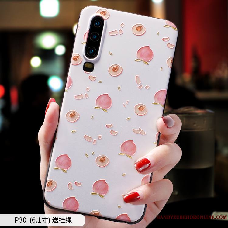 Huawei P30 Coque Tout Compris Personnalité Silicone Délavé En Daim Marque De Tendance Net Rouge Rose