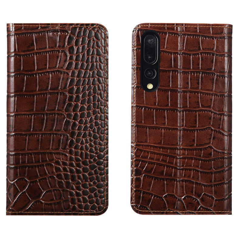 Huawei P30 Cuir Véritable Coque Téléphone Portable Modèle Fleurie Clamshell Fluide Doux Protection