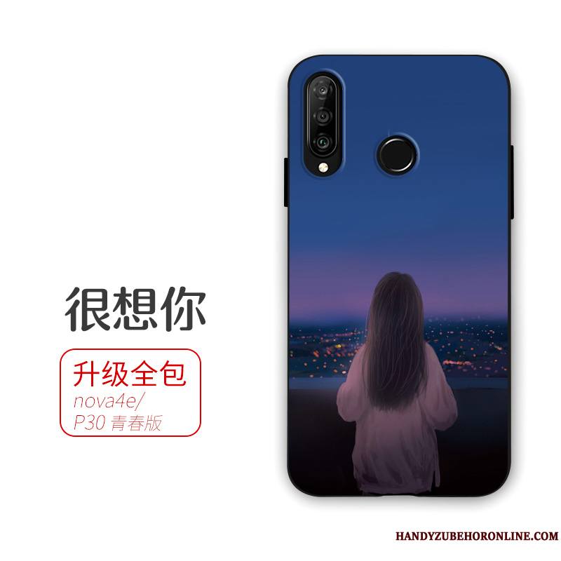 Huawei P30 Lite Amoureux Ornements Suspendus Jaune Étui Personnalité Fluide Doux Coque De Téléphone