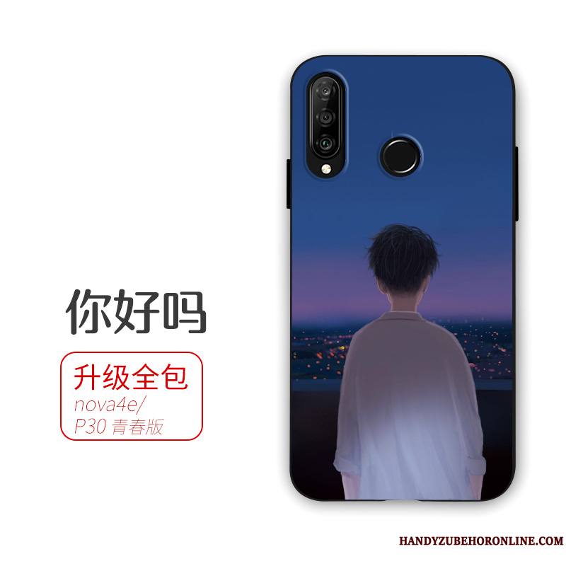 Huawei P30 Lite Amoureux Ornements Suspendus Jaune Étui Personnalité Fluide Doux Coque De Téléphone