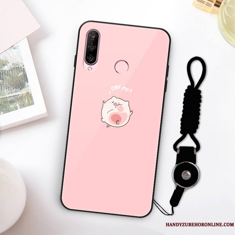 Huawei P30 Lite Coque De Téléphone Luxe Charmant Petit Tout Compris Net Rouge Rose