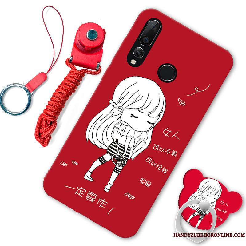 Huawei P30 Lite Coque De Téléphone Rouge Étui Tendance Support Créatif Fluide Doux