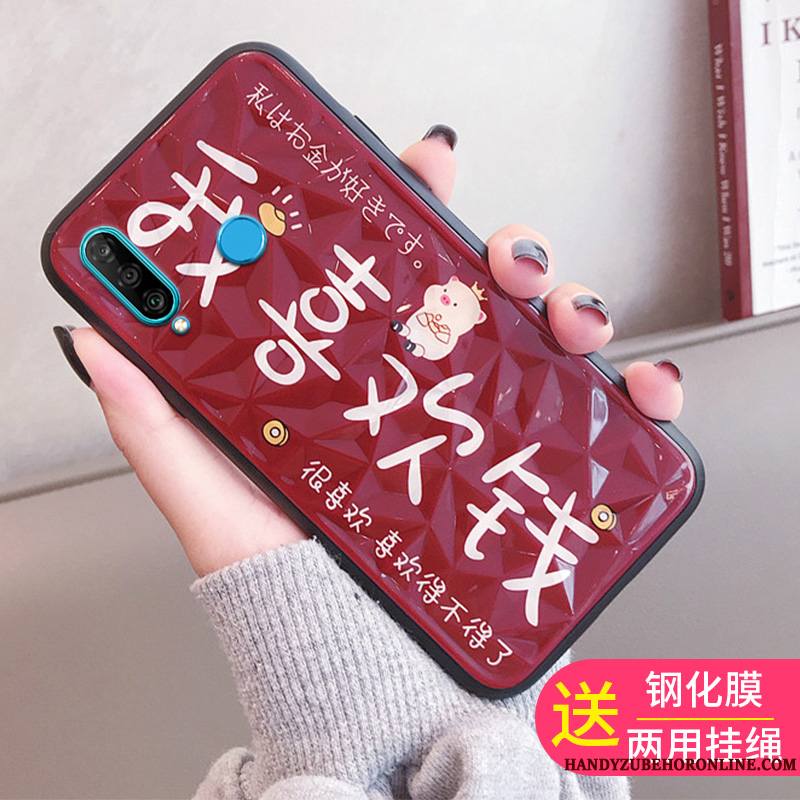 Huawei P30 Lite Coque De Téléphone Tendance Rouge Tempérer Membrane Personnalité
