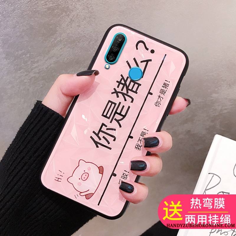 Huawei P30 Lite Coque De Téléphone Tendance Rouge Tempérer Membrane Personnalité