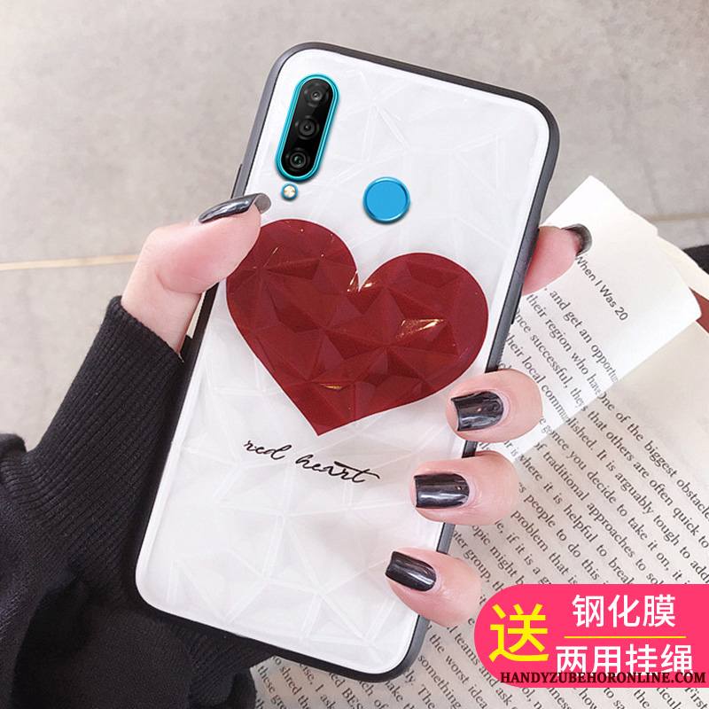 Huawei P30 Lite Coque De Téléphone Tendance Rouge Tempérer Membrane Personnalité