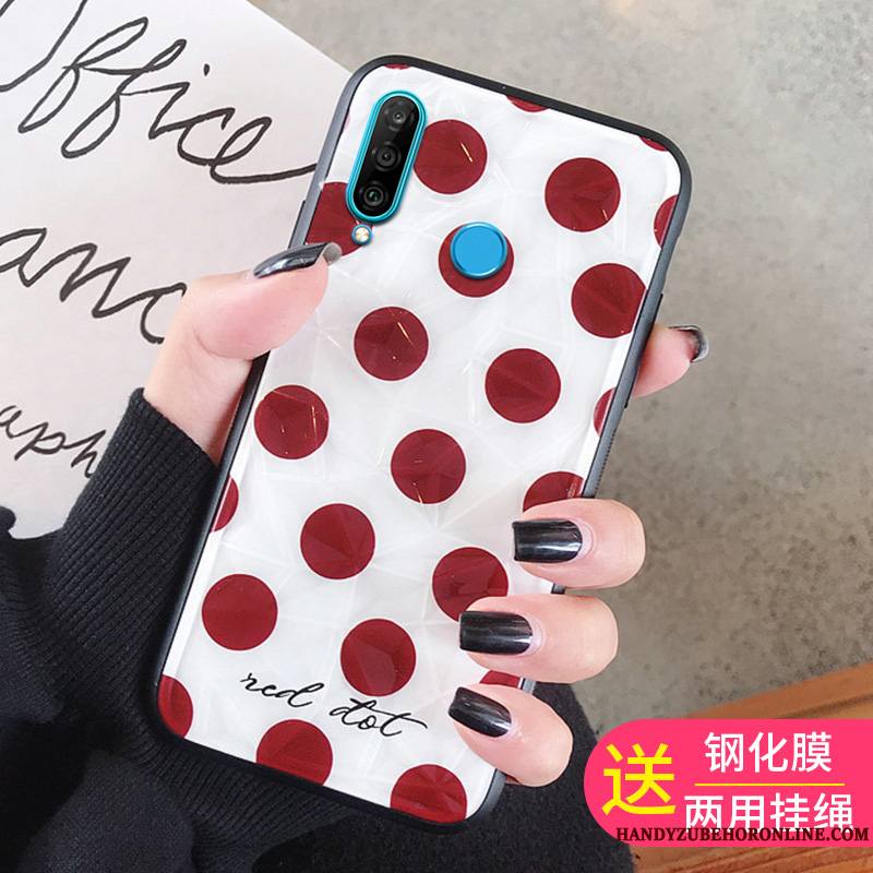 Huawei P30 Lite Coque De Téléphone Tendance Rouge Tempérer Membrane Personnalité