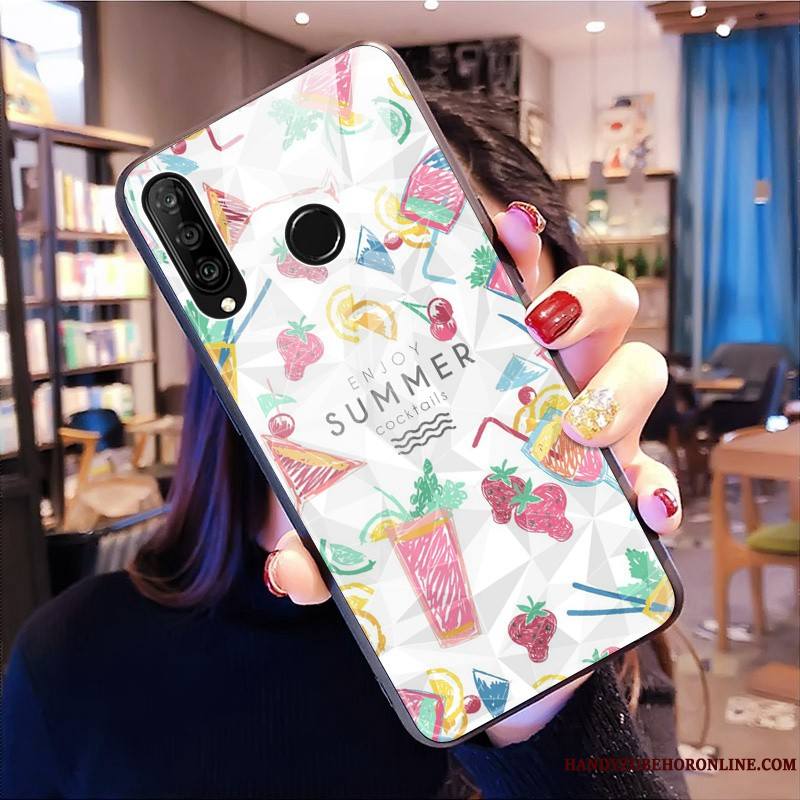 Huawei P30 Lite Coque Tout Compris Étui Modèle Fleurie Jaune Fluide Doux Losange Incassable