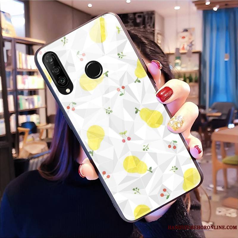 Huawei P30 Lite Coque Tout Compris Étui Modèle Fleurie Jaune Fluide Doux Losange Incassable