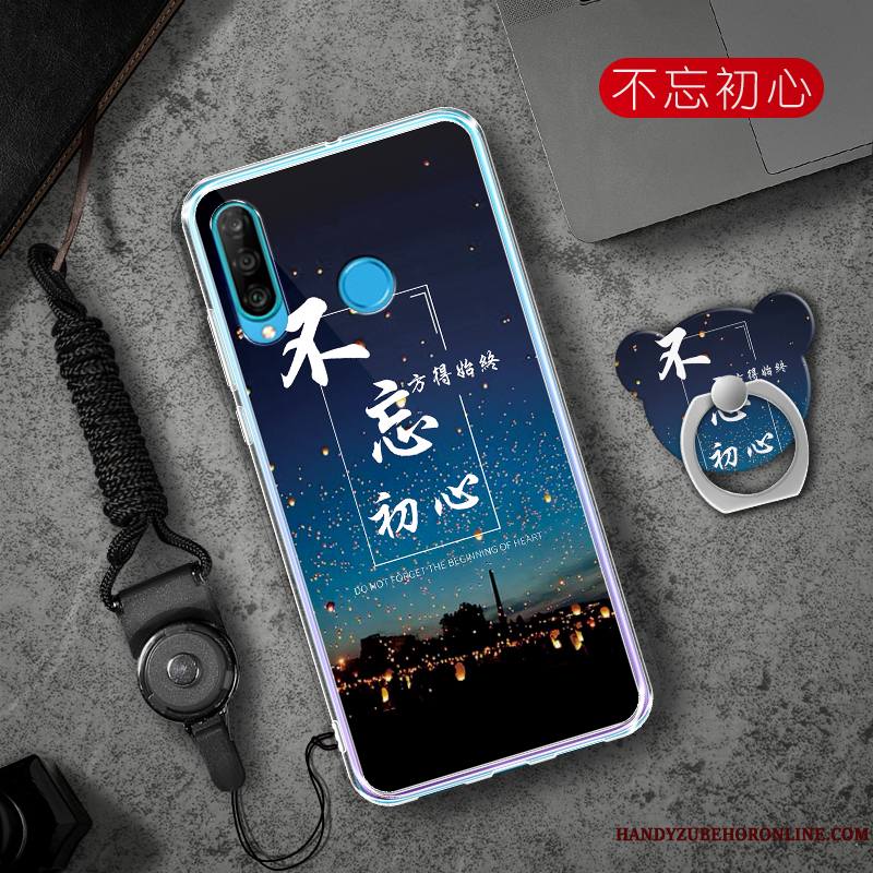 Huawei P30 Lite Incassable Fluide Doux Coque De Téléphone Étui Ornements Suspendus Protection Rouge