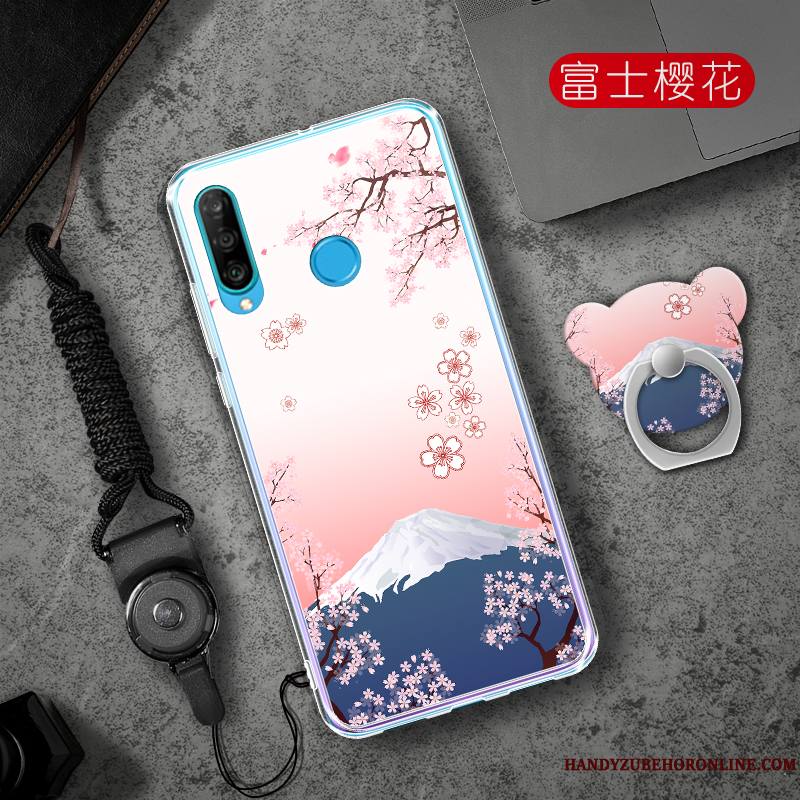 Huawei P30 Lite Incassable Fluide Doux Coque De Téléphone Étui Ornements Suspendus Protection Rouge