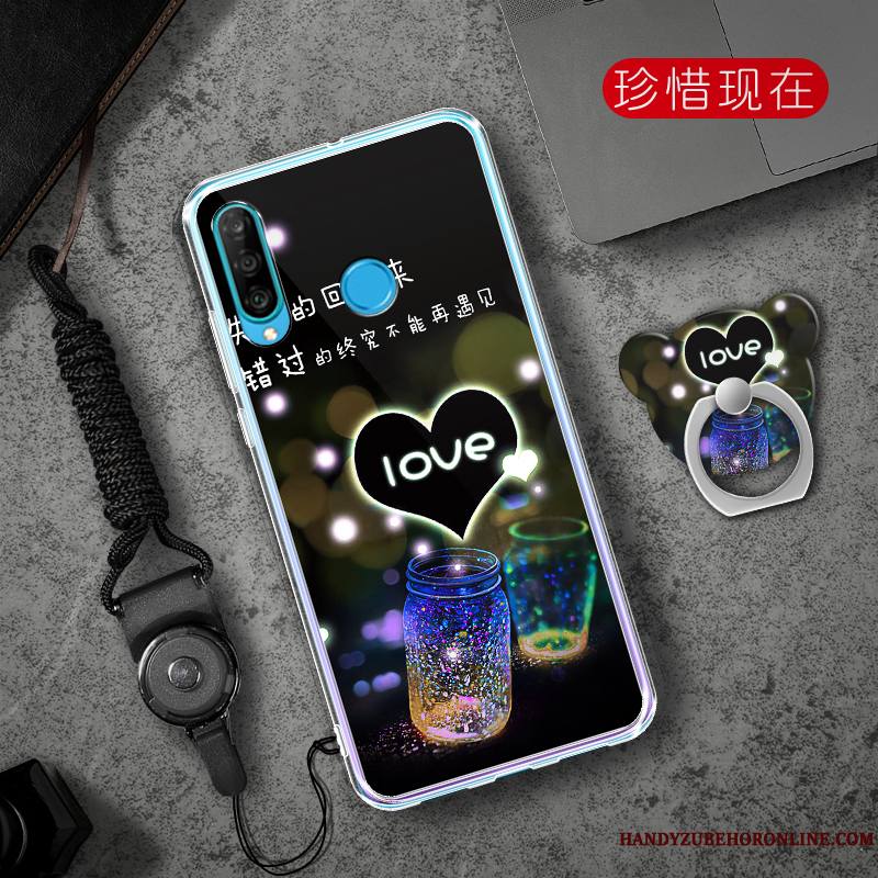 Huawei P30 Lite Incassable Fluide Doux Coque De Téléphone Étui Ornements Suspendus Protection Rouge