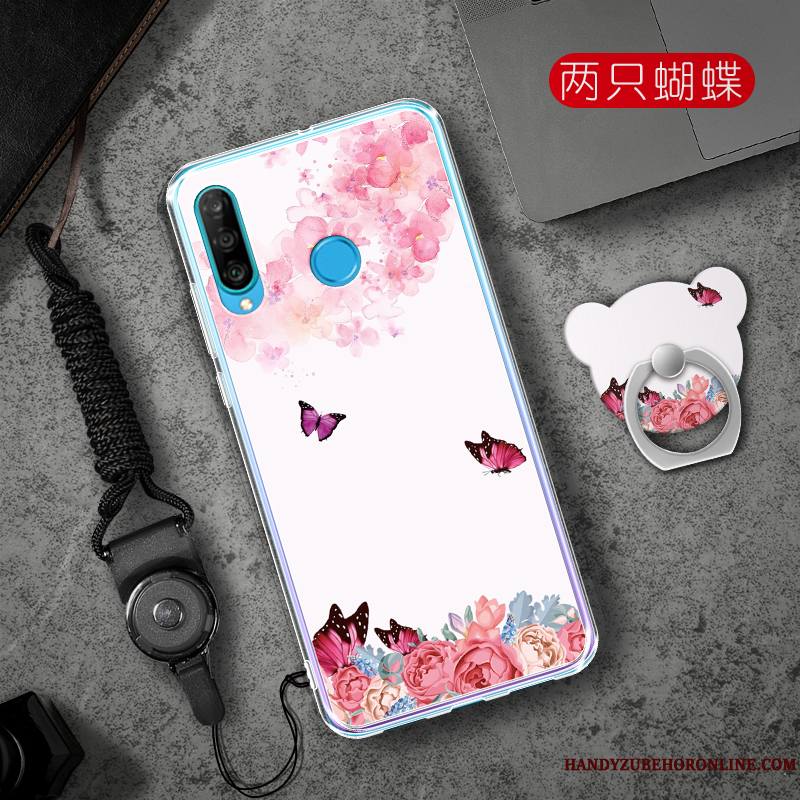 Huawei P30 Lite Incassable Fluide Doux Coque De Téléphone Étui Ornements Suspendus Protection Rouge