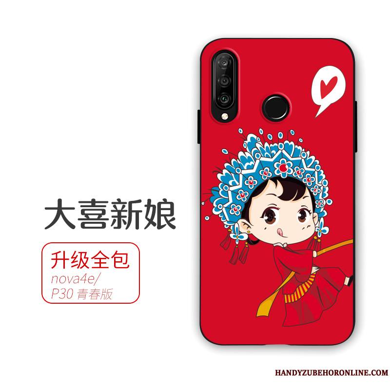 Huawei P30 Lite Rouge Étui Mariée Coque De Téléphone Fluide Doux