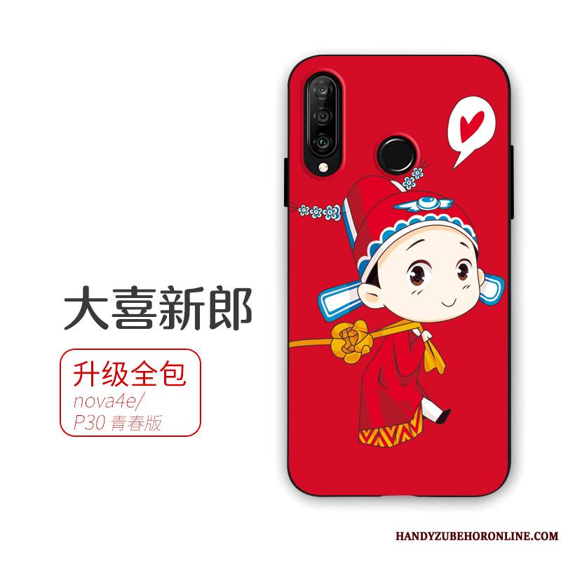 Huawei P30 Lite Rouge Étui Mariée Coque De Téléphone Fluide Doux