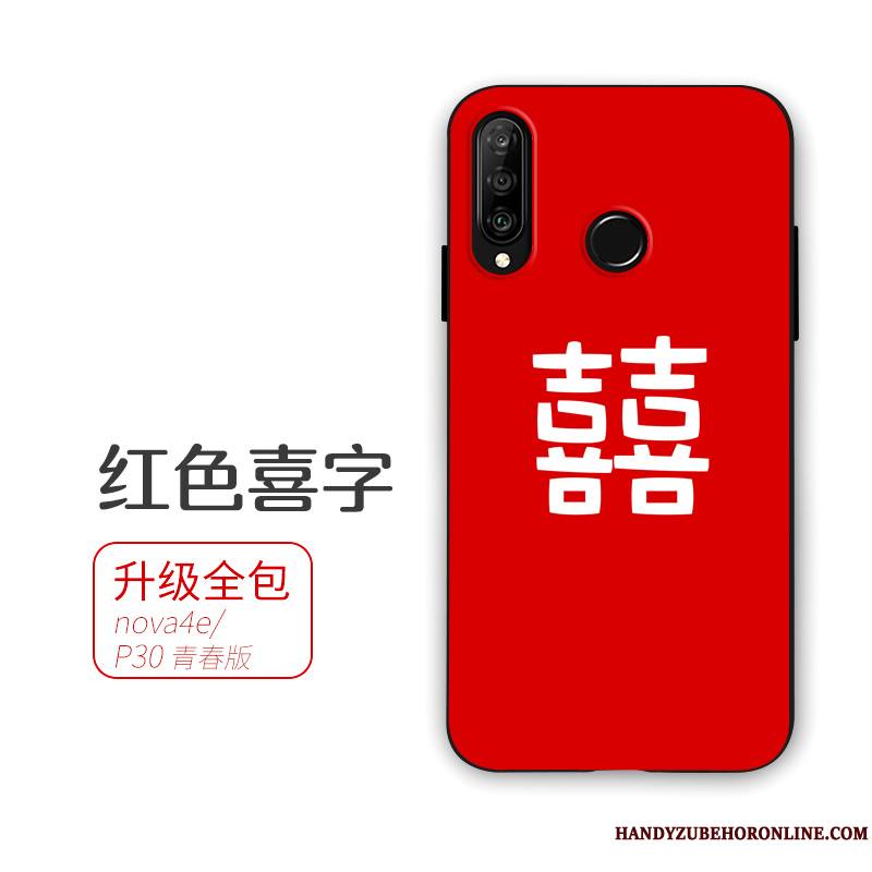 Huawei P30 Lite Rouge Étui Mariée Coque De Téléphone Fluide Doux