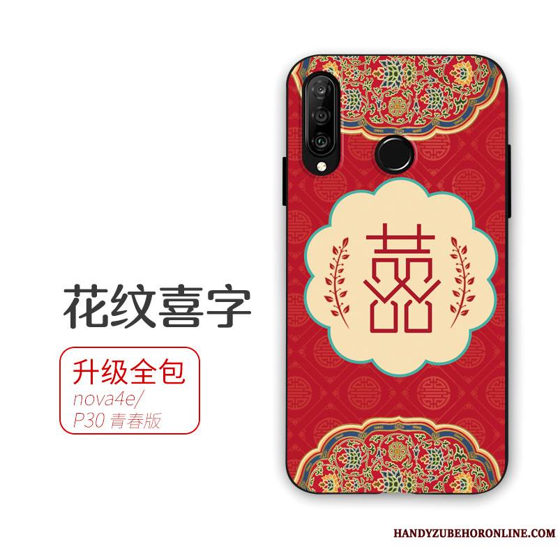 Huawei P30 Lite Rouge Étui Mariée Coque De Téléphone Fluide Doux