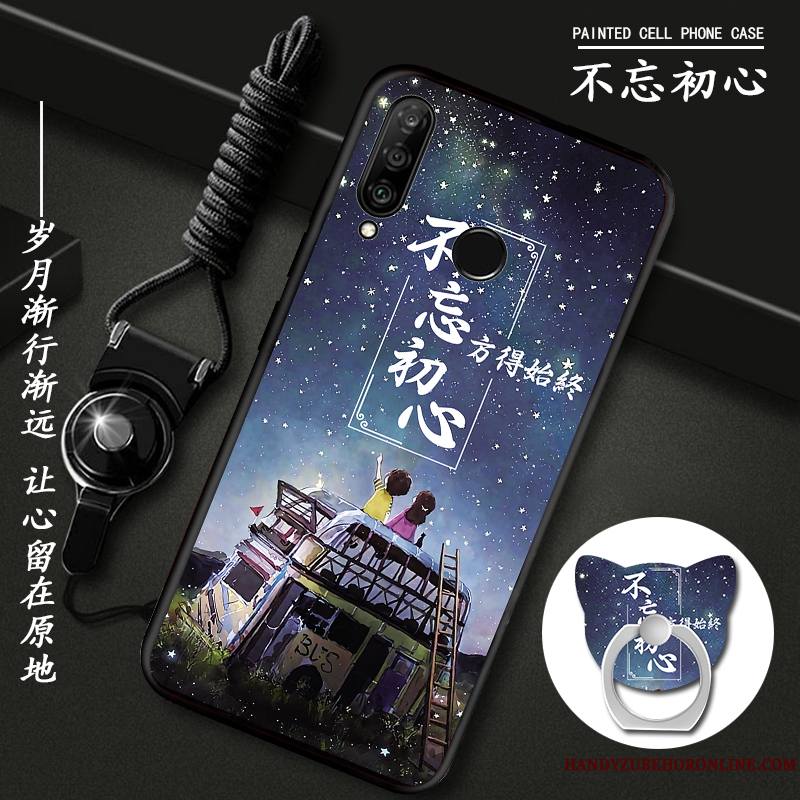 Huawei P30 Lite Étui Fluide Doux Ornements Suspendus Coque De Téléphone Personnalité Bleu