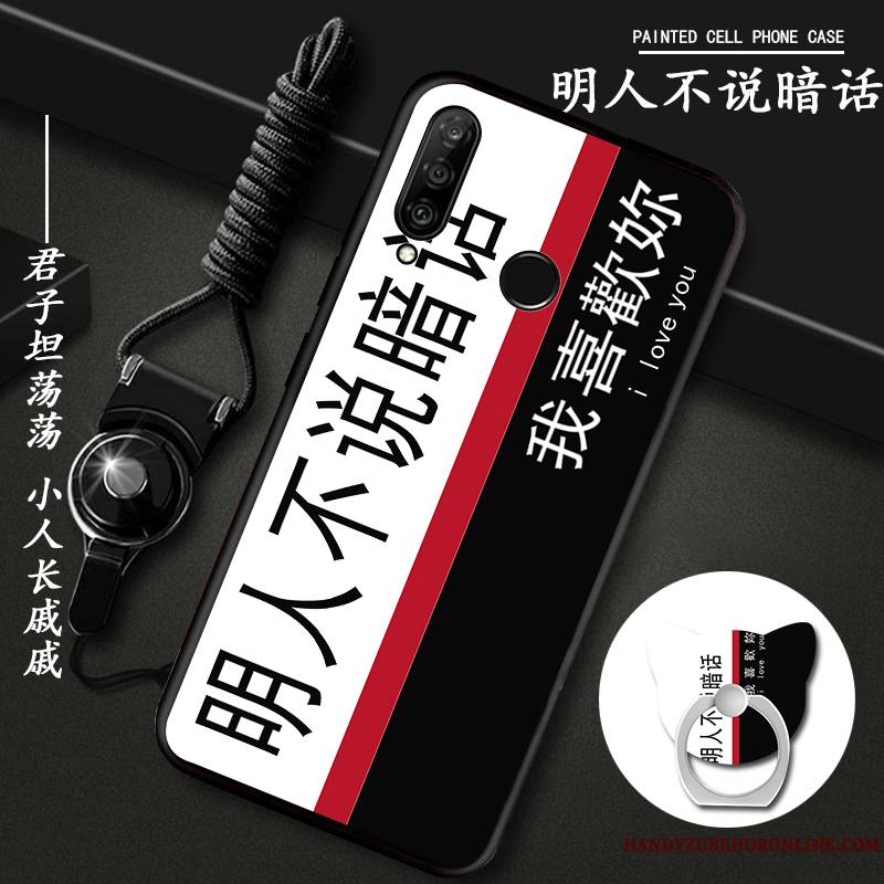 Huawei P30 Lite Étui Fluide Doux Ornements Suspendus Coque De Téléphone Personnalité Bleu