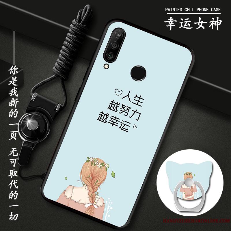 Huawei P30 Lite Étui Fluide Doux Ornements Suspendus Coque De Téléphone Personnalité Bleu