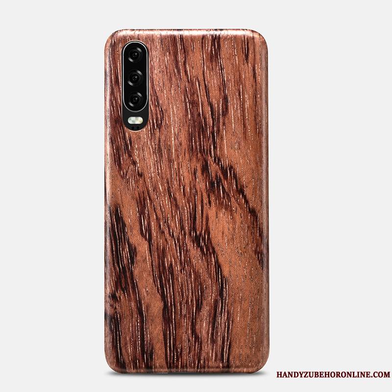 Huawei P30 Marque De Tendance Tout Compris Personnalité Coque De Téléphone Bois Rouge Délavé En Daim