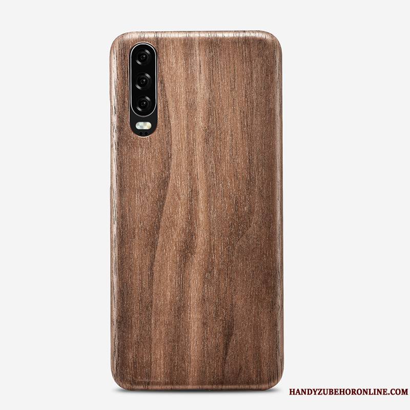 Huawei P30 Marque De Tendance Tout Compris Personnalité Coque De Téléphone Bois Rouge Délavé En Daim