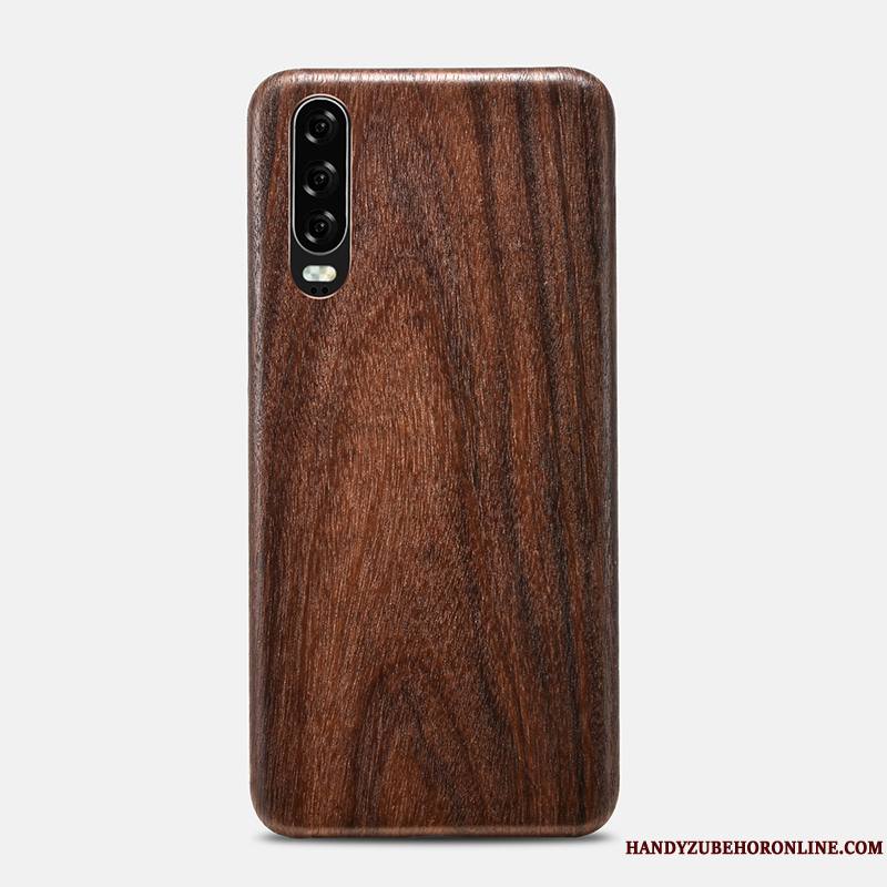 Huawei P30 Marque De Tendance Tout Compris Personnalité Coque De Téléphone Bois Rouge Délavé En Daim