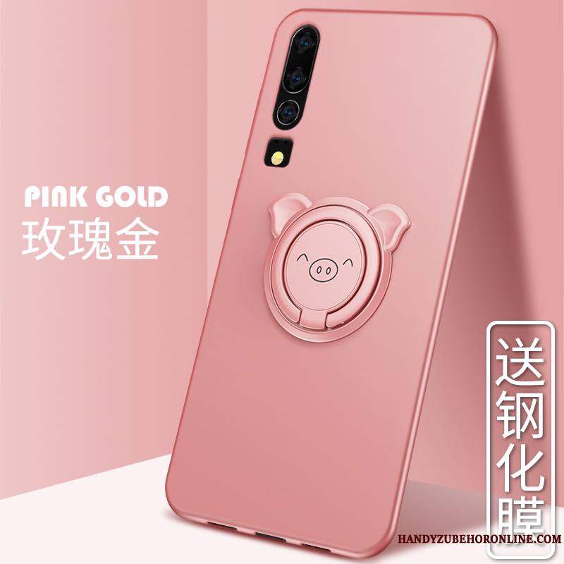 Huawei P30 Net Rouge Incassable Personnalité Étui Délavé En Daim Rose Coque