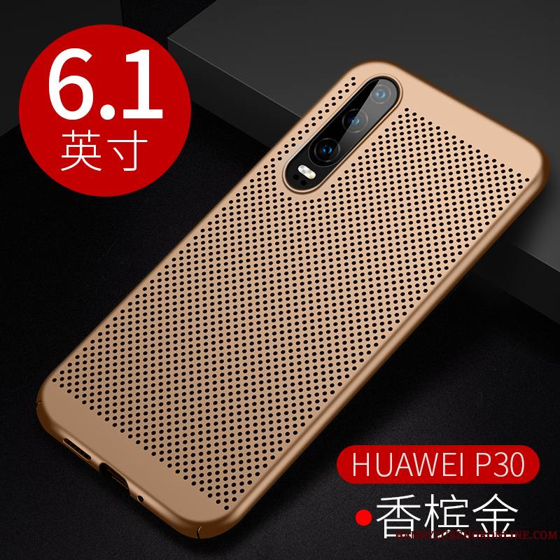 Huawei P30 Or Très Mince Coque Marque De Tendance Protection Délavé En Daim Refroidissement