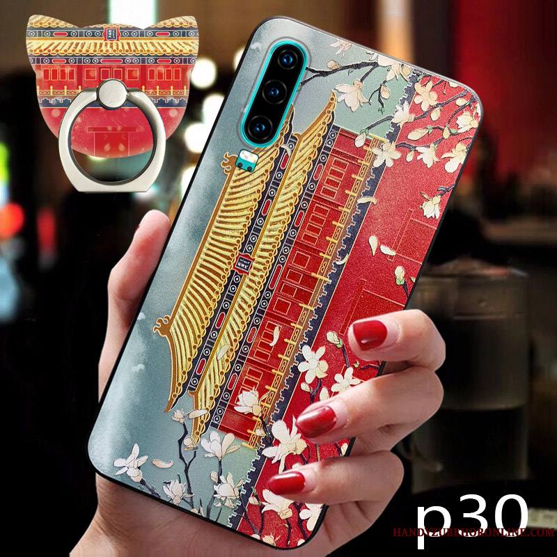 Huawei P30 Palais Marque De Tendance Coque De Téléphone Rouge Créatif Fluide Doux Nouveau