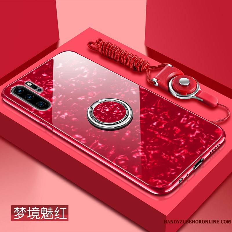 Huawei P30 Pro Blanc Étui Tout Compris Incassable Silicone Net Rouge Coque De Téléphone